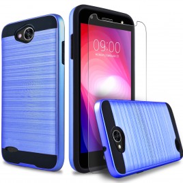 LG X Power 2 Case, 2-Piece Style Hybrid Shockproof Hard Case Cover with [Premium Screen Protector] Hybird Shockproof And Circlemalls Stylus Pen (Blue)